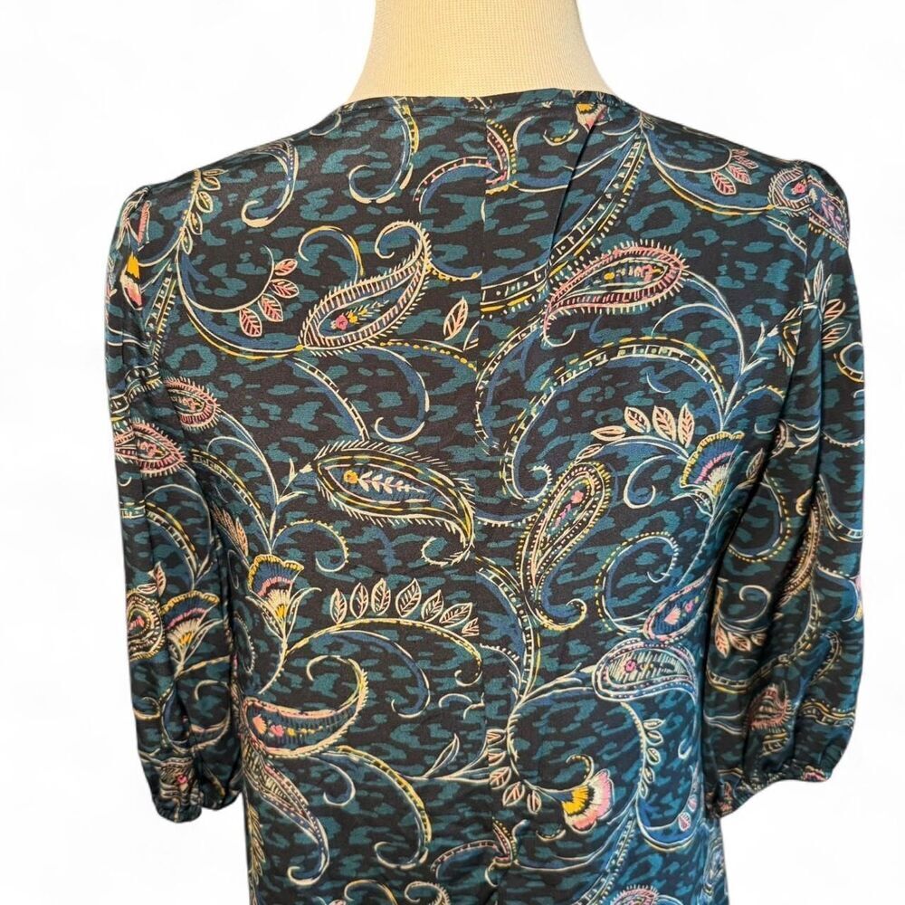 Johnny Was Jade Women's Marzanna Green Paisley Mini 100% Silk Dress XS - Picture 6 of 8